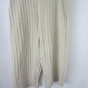 Madewell Women's L Mclean Ribbed Sweater Pants Oatmeal Beige Cropped - Wide Leg